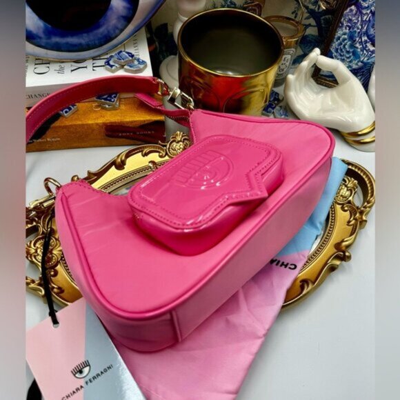 🆕 CHIARA FERRAGNI 🧿 NWT Vicky Eyelike Tote Bag - Borsa a Mano - Rose Pink - Picture 8 of 15